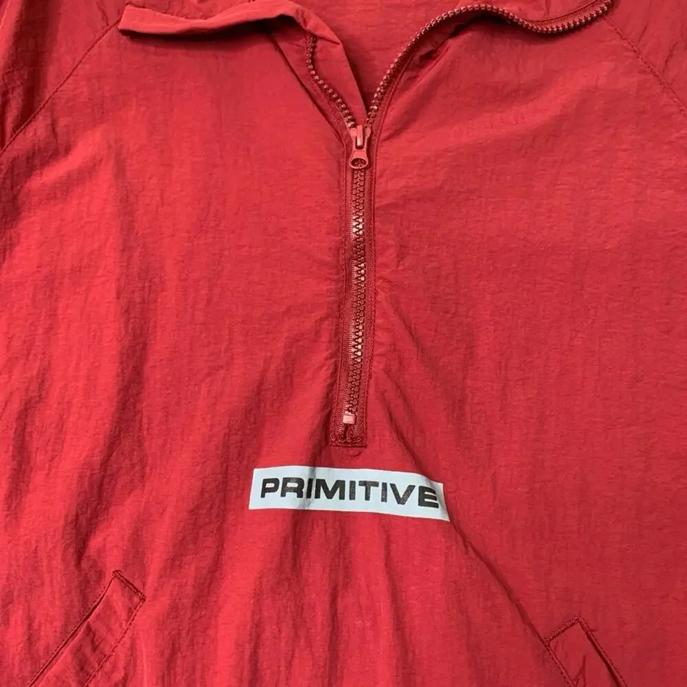 Primitive Skateboarding Jacket Mens Large Rich Red Half Zip Windbreaker Pullover